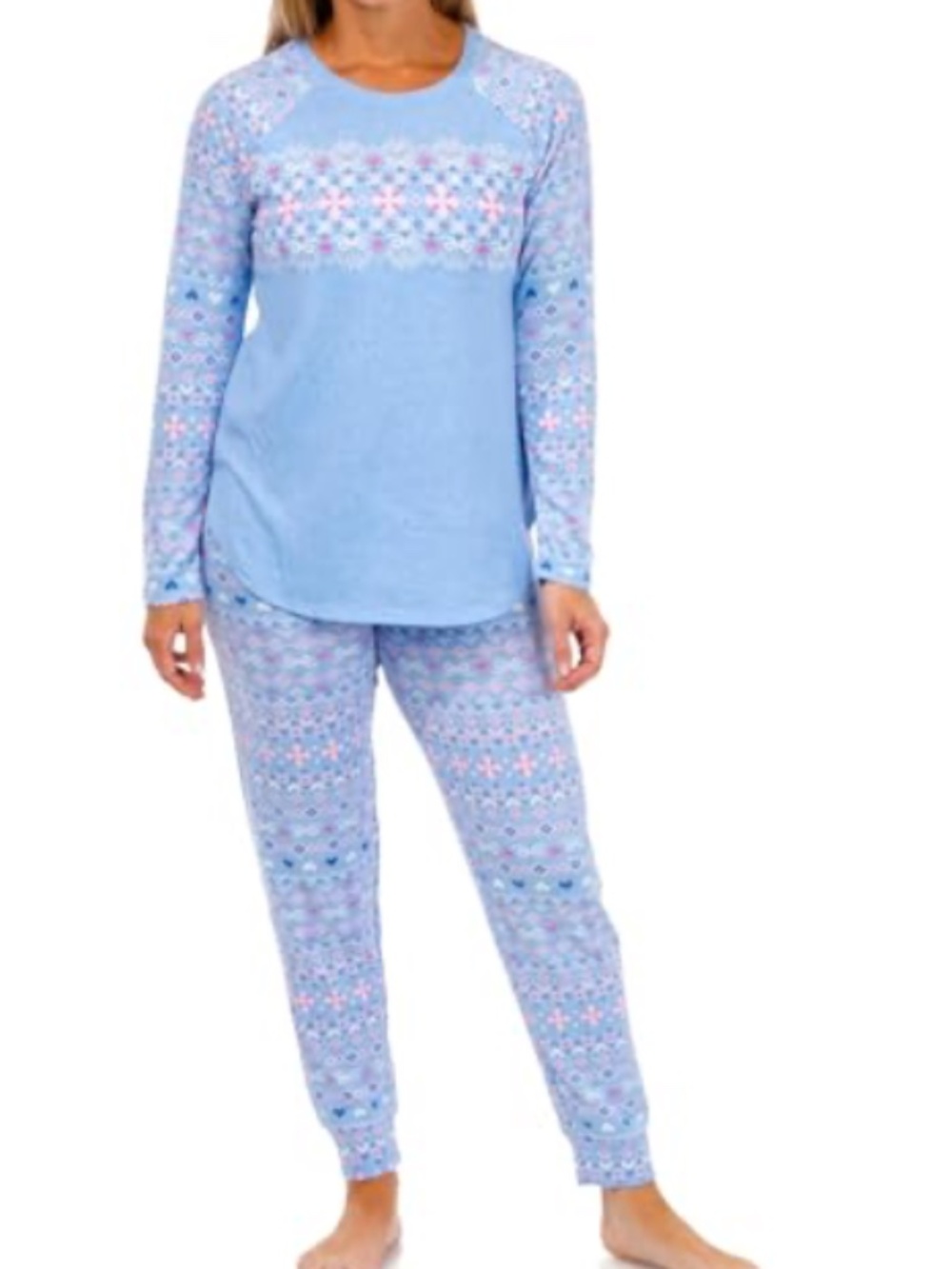 Cuddl Duds Brushed Sweater Knit Long Sleeve Pajama Set